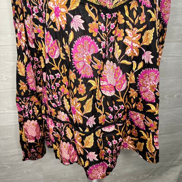 Rachel Zoe Boho Floral Peasant Blouse XS Artisan Folk Print Indie Cottagecore - Picture 3 of 6